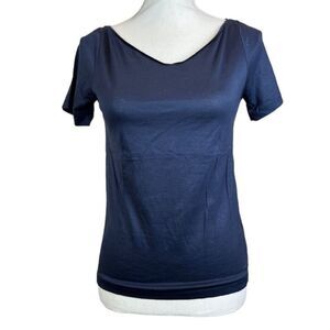 COS Navy Women's V-Neck Tee Short Sleeve Size XS
